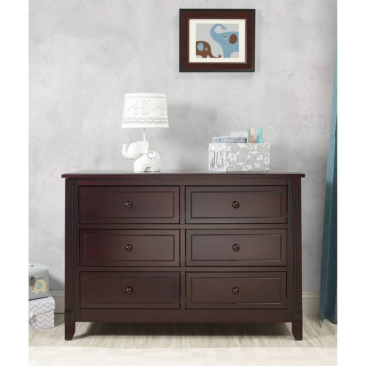 SF Home Kids Bedroom 6-Drawer Dresser in Espresso Wood Finish-2
