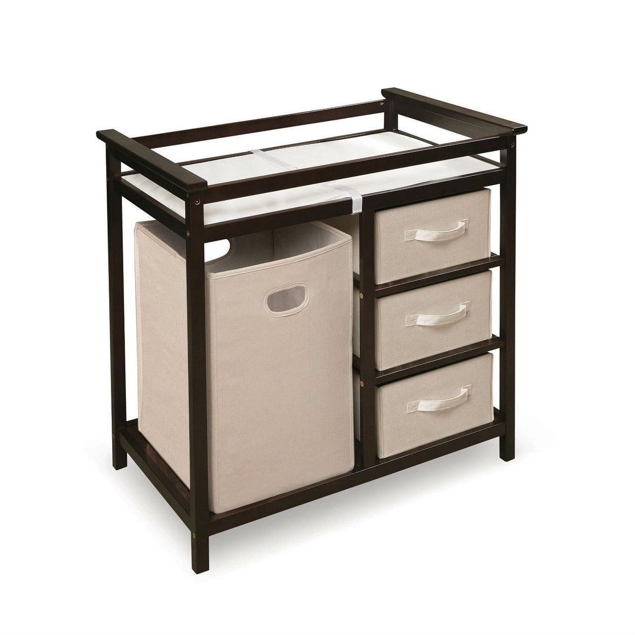 Baby Changing Table with 3 Baskets and Hamper in Espresso-1
