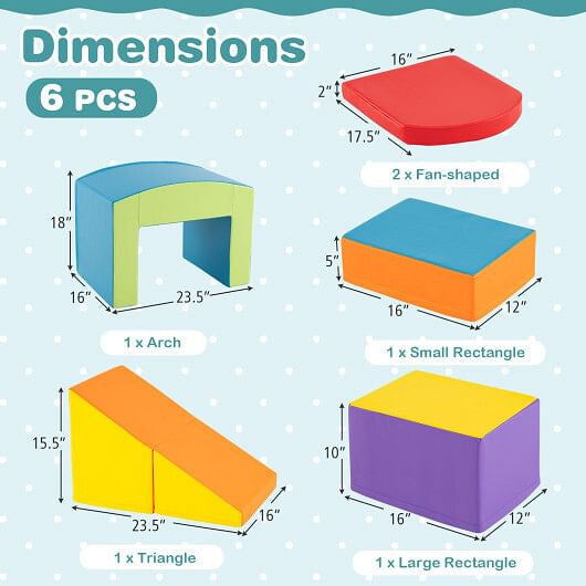 6 Pieces Foam Climbing Blocks Soft Play Climbing for Toddlers with Tunnel-Multicolor-2