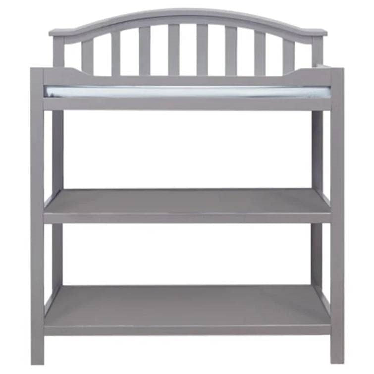 SF Home Baby Toddler Changing Table in Grey Wood Finish with Changing Pad-0