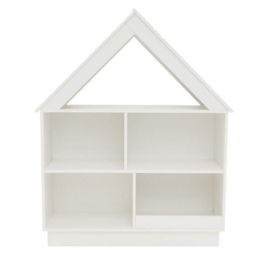 3-Tier House-Shaped Toy Storage Organizer with Open Shelves-White-0