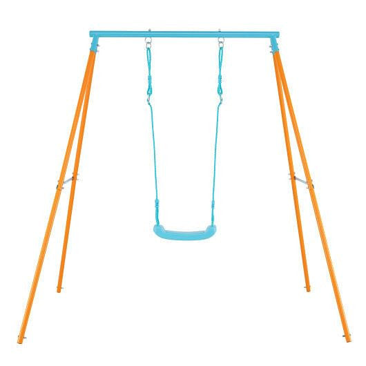 Outdoor Heavy Duty Metal Toddler Swing Set with Stand-Blue-4