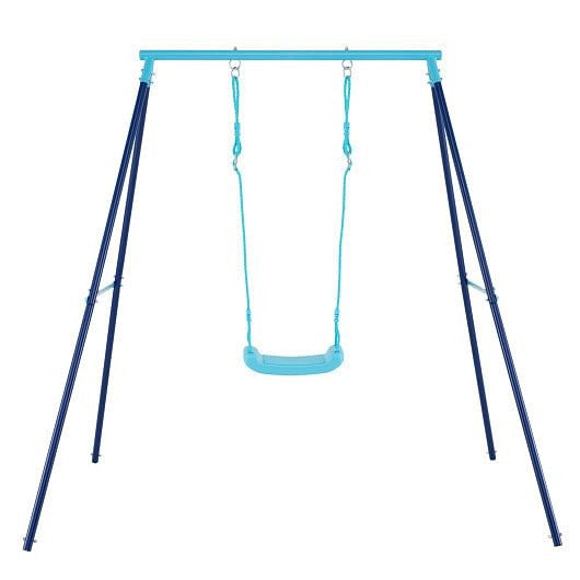 Outdoor Heavy Duty Metal Toddler Swing Set with Stand-Blue-9