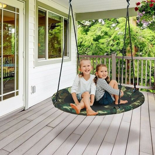 40 Inch Flying Saucer Tree Swing Outdoor Play Set with Adjustable Ropes Gift for Kids-2