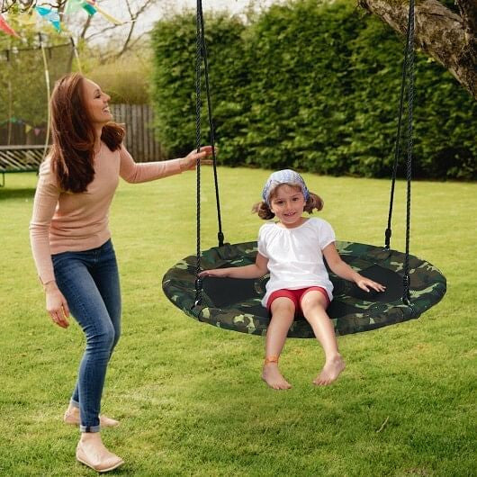 40 Inch Flying Saucer Tree Swing Outdoor Play Set with Adjustable Ropes Gift for Kids-4