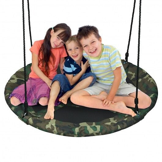 40 Inch Flying Saucer Tree Swing Outdoor Play Set with Adjustable Ropes Gift for Kids-3