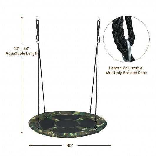 40 Inch Flying Saucer Tree Swing Outdoor Play Set with Adjustable Ropes Gift for Kids-1