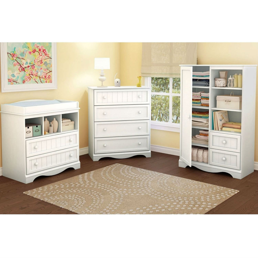 White Wood Baby Diaper Changing Table with 2 Drawers-0