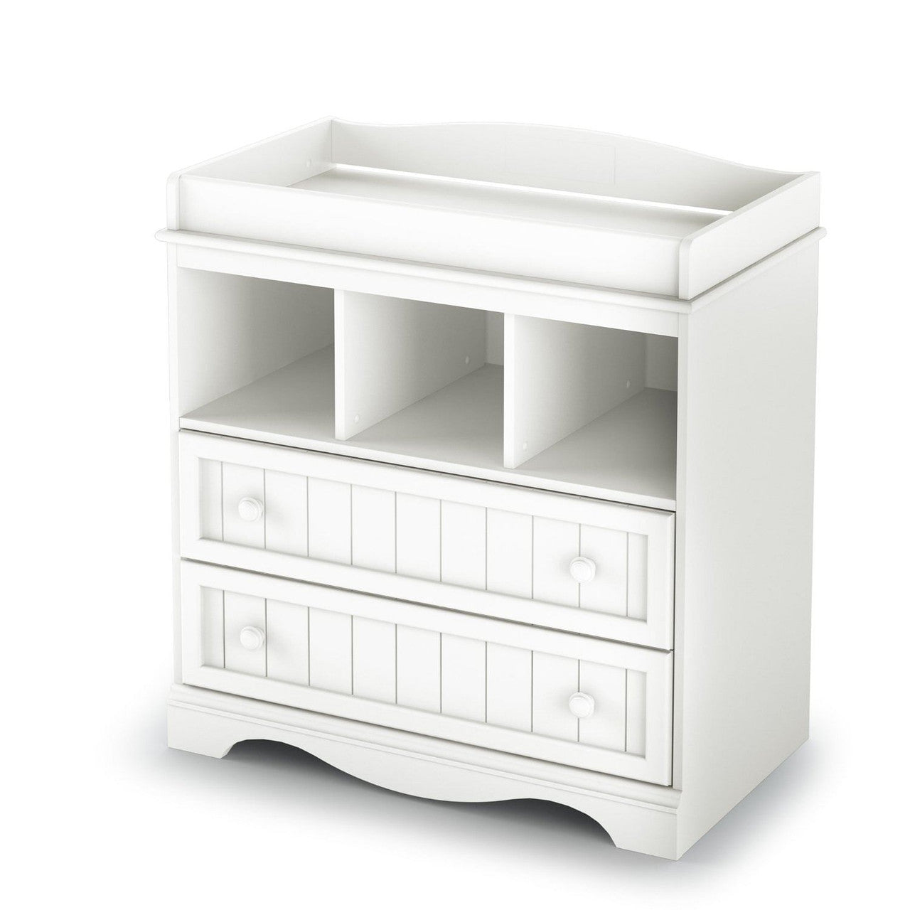 White Wood Baby Diaper Changing Table with 2 Drawers-2