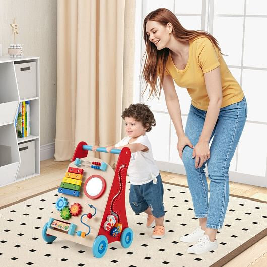 Baby Push Walker with Handle and Wheels for Boys & Girls 3+ Years Old-Muticolor-1