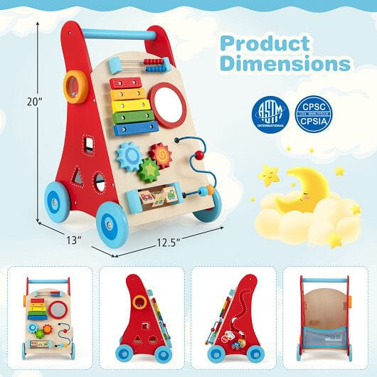 Baby Push Walker with Handle and Wheels for Boys & Girls 3+ Years Old-Muticolor-3