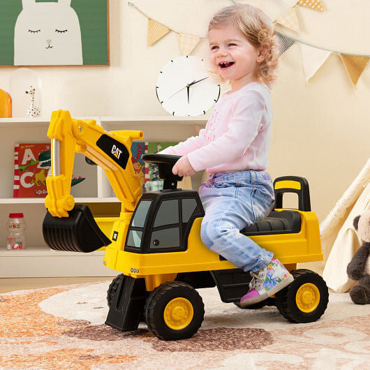 Functional Excavator Toy with Rotatable Digging Bucket-Yellow-1
