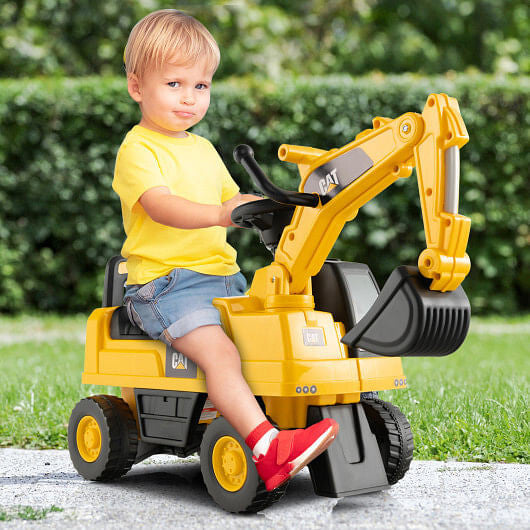 Functional Excavator Toy with Rotatable Digging Bucket-Yellow-3