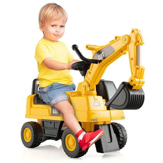 Functional Excavator Toy with Rotatable Digging Bucket-Yellow-4