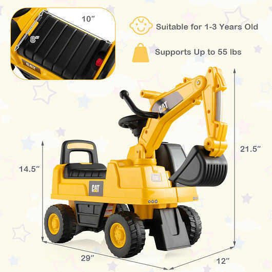 Functional Excavator Toy with Rotatable Digging Bucket-Yellow-2