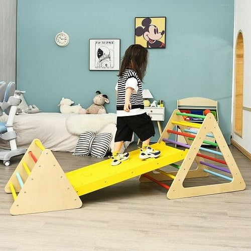 3 in 1 Wooden Set of 2 Triangle Climber with Ramp for Slid-1