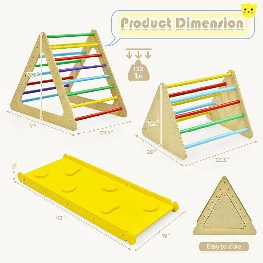 3 in 1 Wooden Set of 2 Triangle Climber with Ramp for Slid-4