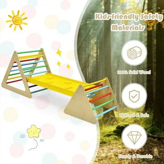 3 in 1 Wooden Set of 2 Triangle Climber with Ramp for Slid-2