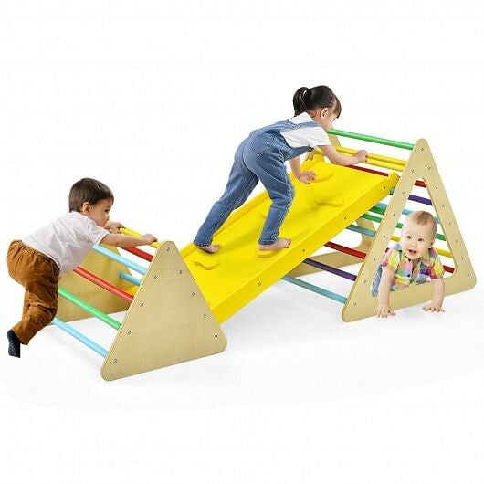 3 in 1 Wooden Set of 2 Triangle Climber with Ramp for Slid-0