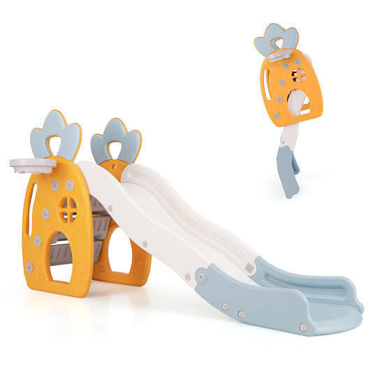 Foldable Slide with Basketball Hoop and Buffer Zone for Kids Aged 3+ Years Old-4